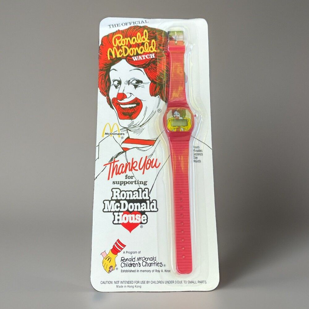 1986 McDonald’s Official Ronald McDonald Digital Watch Red Retro